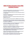 BHIS 410 Study Questions Exam With Complete Answers