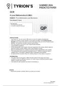 OCR A Level June 2026 Mathematics B Paper 1 Predicted Question Paper