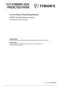 OCR A Level June 2026 Physics B Paper 2 Advance Notice Predicted Question Paper