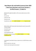 New Mexico Life and Health Insurance Exam 2026 &vert; Real Exam Questions and Correct Answers &vert; Verified Answers &vert; Graded A&plus;