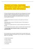 TRANSCULTURAL NURSING MIDTERM EXAM WITH CORRECT ANSWERS AND RATIONALE