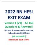 RN HESI Exit Exam 2022 Version 1 &lpar;V1&rpar; Complete Questions & Answers &vert; Nursing Exam Preparation Material