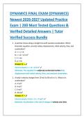 DYNAMICS FINAL EXAM &lpar;DYNAMICS&rpar; &NewLine;Newest 2026-2027 Updated Practice &NewLine;Exam &vert; 200 Most Tested Questions & &NewLine;Verified Detailed Answers &vert; Tutor &NewLine;Verified Success Bundle 
