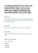 A CONCISE INTRODUCTION TO LOGIC 14TH&NewLine;EDITION PATRICK HURLEY ACTUAL EXAM&NewLine;PAPER 2026 COMPLETE QUESTIONS AND&NewLine;SOLUTIONS GRADED A PLUS STUDY GUIDE&NewLine;
