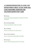 A CONCISE INTRODUCTION TO LOGIC 14TH&NewLine;EDITION PATRICK HURLEY ACTUAL PAPER 2026&NewLine;LOGIC REASONING QUESTIONS AND&NewLine;SOLUTIONS MASTER STUDY GUIDE
