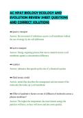 AC HPAT BIOLOGY ECOLOGY AND&NewLine;EVOLUTION REVIEW SHEET QUESTIONS&NewLine;AND CORRECT SOLUTION