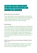 AC HPAT BIOLOGY HUMAN BODY&NewLine;SYSTEMS PRACTICE QUESTIONS AND&NewLine;ANSWERS FULL RESOURCE&NewLine;