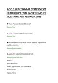 ACOLS MLD TRAINING CERTIFICATION&NewLine;EXAM SCRIPT FINAL PAPER COMPLETE&NewLine;QUESTIONS AND ANSWERS 2026&NewLine;