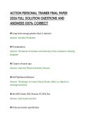 ACTION PERSONAL TRAINER FINAL PAPER&NewLine;2026 FULL SOLUTION QUESTIONS AND&NewLine;ANSWERS 100&percnt; CORRECT