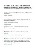 ACTION CPT ACTUAL EXAM PAPER 2026&NewLine;QUESTIONS WITH SOLUTIONS GRADED A&plus;