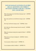 HAWAII MASSAGE LICENSING EXAM PREP&NewLine;2026 ALL QUESTIONS AND CORRECT&NewLine;DETAILED ANSWERS ALREADY A GRADED&NewLine;&vert;NEW AND REVISED