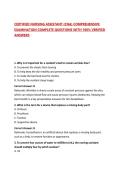 CERTIFIED NURSING ASSISTANT &lpar;CNA&rpar; COMPREHENSIVE EXAMINATION COMPLETE QUESTIONS WITH 100&percnt; VERIFIED ANSWERS