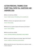 ACTION PERSONAL TRAINING EXAM&NewLine;SCRIPT FINAL PAPER FULL QUESTIONS AND&NewLine;ANSWERS 2026&NewLine;
