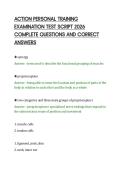 ACTION PERSONAL TRAINING&NewLine;EXAMINATION TEST SCRIPT 2026&NewLine;COMPLETE QUESTIONS AND CORRECT&NewLine;ANSWERS&NewLine;