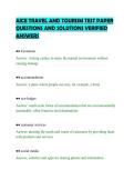 AICE TRAVEL AND TOURISM TEST PAPER&NewLine;QUESTIONS AND SOLUTIONS VERIFIED&NewLine;ANSWERS&NewLine;