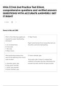NHA CCMA 2nd Practice Test EXAM&comma; comprehensive questions and verified answers QUESTIONS WITH ACCURATE ANSWERS &vert; GET IT RIGHT