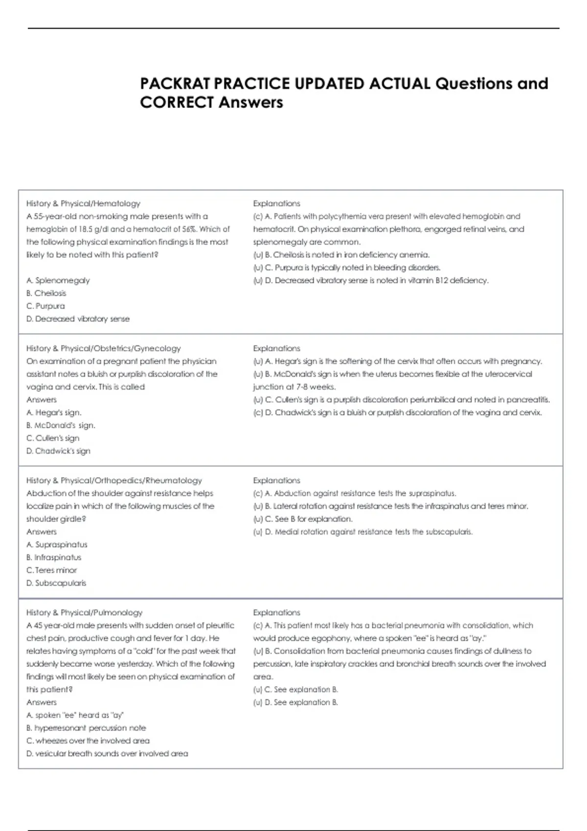 PACKRAT PRACTICE UPDATED ACTUAL Questions and CORRECT Answers - STEM ...