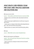ADULT HEALTH 2 HESI VERSION 1 EXAM&NewLine;PREP STUDY SHEET PRACTICE QUESTIONS&NewLine;AND SOLUTIONS 2026&NewLine;