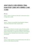 ADULT HEALTH 2 HESI VERSION 1 FINAL&NewLine;EXAM STUDY GUIDE WITH VERIFIED Q AND&NewLine;A 2026&NewLine;