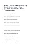 NR 222 Health and Wellness&comma; NR 222 Exam 3 Chamberlain College Questions With Detailed Verified Correct Answers