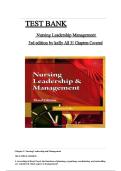 Nursing Leadership & Management 3rd Edition Test Bank &vert; Leadership Exam Questions & Verified Answers