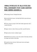ANIMAL PHYSIOLOGY BY HILLS WYSE 2026&NewLine;FINAL ASSESSMENT STUDY GUIDE QUESTION&NewLine;BANK VERIFIED ANSWERS A&plus;