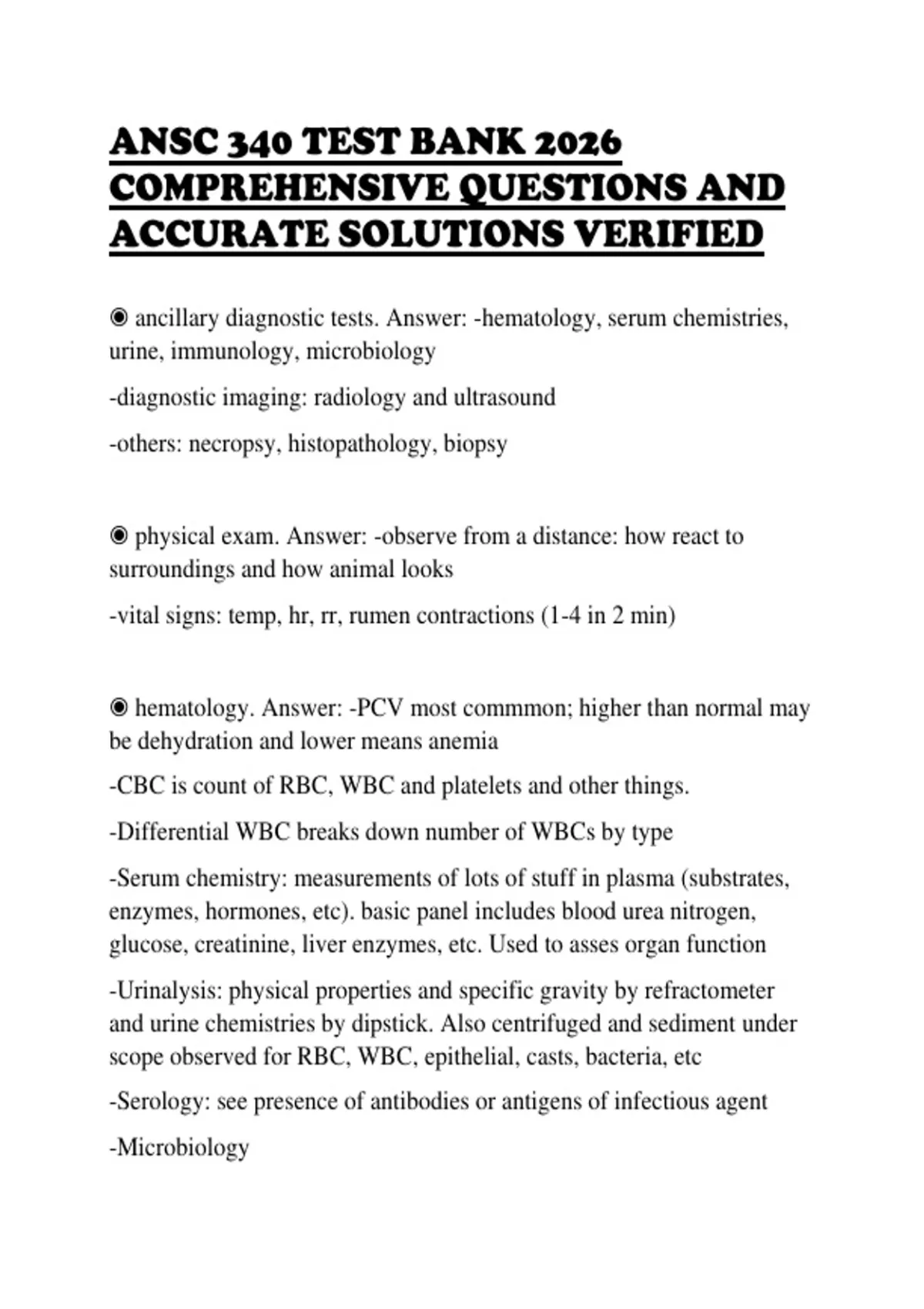 ANSC 340 TEST BANK 2026 COMPREHENSIVE QUESTIONS AND ACCURATE SOLUTIONS ...