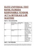 2026&sol;2027 ELITE S-Tier Florida Responsible Vendor Act & Beverage Law Test Bank &vert; 60 Premium Q&A with Mentor Analysis