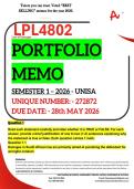 LPL4802 PORTFOLIO MEMO - MAY 2026 - SEMESTER 1 - 2026 - UNISA - DUE DATE &colon;- 28 MAY 2026 - &lpar;DETAILED ANSWERS WITH FOOTNOTES AND BIBLIOGRAPHY - DISTINCTION GUARANTEED&excl;&rpar; &NewLine;