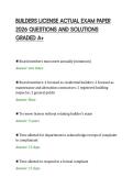 BUILDERS LICENSE ACTUAL EXAM PAPER&NewLine;2026 QUESTIONS AND SOLUTIONS&NewLine;GRADED A&plus;