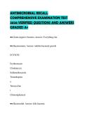 ANTIMICROBIAL RECALL&NewLine;COMPREHENSIVE EXAMINATION TEST&NewLine;2026 VERIFIED QUESTIONS AND ANSWERS&NewLine;GRADED A&plus;