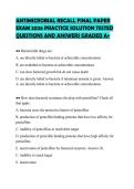 ANTIMICROBIAL RECALL FINAL PAPER&NewLine;EXAM 2026 PRACTICE SOLUTION TESTED&NewLine;QUESTIONS AND ANSWERS GRADED A&plus;