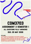 COM3703 Assignment 3 &lpar;Portfolio&rpar; Semester 1 Memo &vert; Due 29 May 2026
