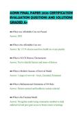 AONN FINAL PAPER 2026 CERTIFICATION&NewLine;EVALUATION QUESTIONS AND SOLUTIONS&NewLine;GRADED A&plus;