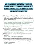 AP COMPUTER SCIENCE A PREMIUM&NewLine;&lpar;BARRON'S AP PREP&rpar; PRACTICE&NewLine;EXAMINATION 2026 QUESTIONS WITH&NewLine;ANSWERS GRADED A&plus;