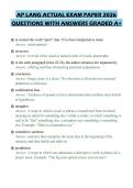 AP LANG ACTUAL EXAM PAPER 2026&NewLine;QUESTIONS WITH ANSWERS GRADED A&plus;