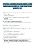 AP LANG COMPREHENSIVE STUDY GUIDE&NewLine;2026 FULL QUESTIONS AND SOLUTIONS&NewLine;GRADED A&plus;