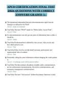 APCO CERTIFICATION FINAL TEST&NewLine;2026 QUESTIONS WITH CORRECT&NewLine;ANSWERS GRADED A&plus;