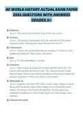 AP WORLD HISTORY ACTUAL EXAM PAPER&NewLine;2026 QUESTIONS WITH ANSWERS&NewLine;GRADED A&plus;