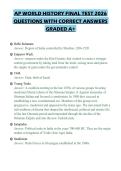 AP WORLD HISTORY FINAL TEST 2026&NewLine;QUESTIONS WITH CORRECT ANSWERS&NewLine;GRADED A&plus;&NewLine;