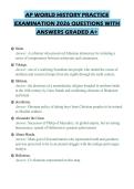 AP WORLD HISTORY PRACTICE&NewLine;EXAMINATION 2026 QUESTIONS WITH&NewLine;ANSWERS GRADED A&plus;