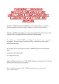 Pharmacy Technician Certification Quick-Study Guide&colon; Laws & Regulations with Elaborated Questions and Answers