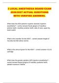 3 LOCAL ANESTHESIA BOARD EXAM &NewLine;2026&sol;2027 ACTUAL QUESTIONS &NewLine;WITH VERIFIED ANSWERS&period;