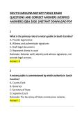 &NewLine;South Carolina Notary Public Exam Questions and Correct Answers