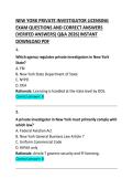 New York Private Investigator Licensing Exam Questions and Correct Answers