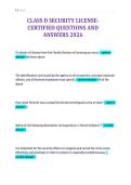 CLASS D SECURITY LICENSECERTIFIED QUESTIONS AND&NewLine;ANSWERS 2026&NewLine;