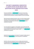 SECURITY AWARENESS&colon; DERIVATIVE&NewLine;CLASSIFICATION EXAM&vert; BRAND NEW&NewLine;QUESTIONS WITH VERIFIED SOLUTIONS&NewLine;2026