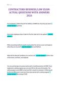 CONTRACTORS BUSINESS&sol;LAW EXAMACTUAL QUESTIONS WITH ANSWERS&NewLine;2026