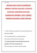 ARIZONA REAL ESTATE SALESPERSON EXAM 2026&sol;2027 &ndash; 300 REAL QUESTIONS & VERIFIED ANSWERS &vert; GUARANTEED PASS&NewLine;&NewLine;