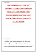 CERTIFIED RESIDENTIAL APPRAISER EXAM 2026&sol;2027 &ndash; 300 REAL QUESTIONS & VERIFIED ANSWERS &vert; GUARANTEED PASS&NewLine;&NewLine;